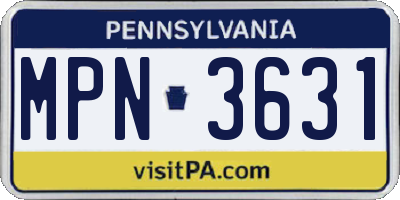 PA license plate MPN3631