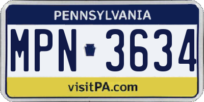 PA license plate MPN3634