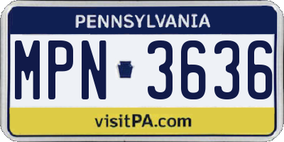 PA license plate MPN3636