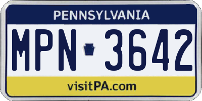 PA license plate MPN3642