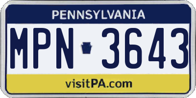 PA license plate MPN3643