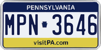 PA license plate MPN3646