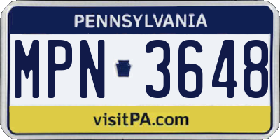 PA license plate MPN3648
