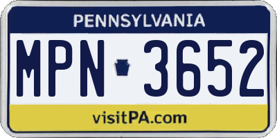 PA license plate MPN3652