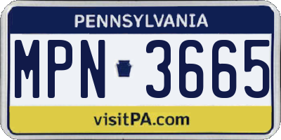 PA license plate MPN3665