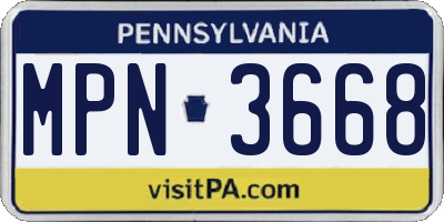 PA license plate MPN3668
