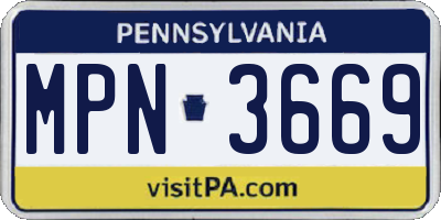 PA license plate MPN3669