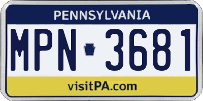 PA license plate MPN3681