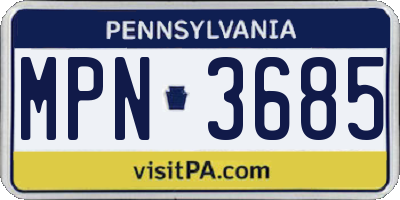 PA license plate MPN3685