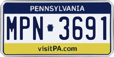 PA license plate MPN3691