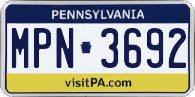 PA license plate MPN3692