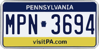 PA license plate MPN3694