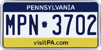 PA license plate MPN3702