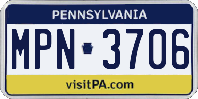 PA license plate MPN3706
