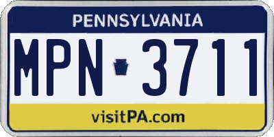 PA license plate MPN3711