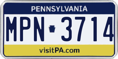 PA license plate MPN3714