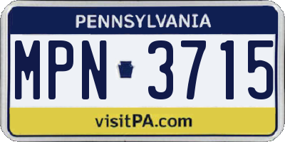 PA license plate MPN3715
