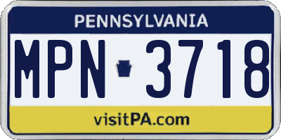 PA license plate MPN3718