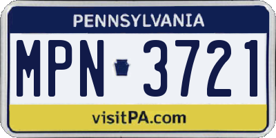 PA license plate MPN3721