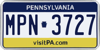 PA license plate MPN3727