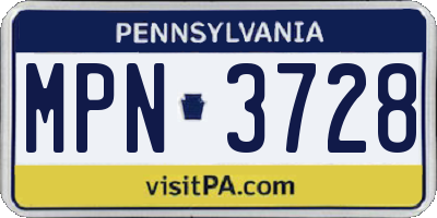 PA license plate MPN3728