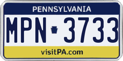 PA license plate MPN3733
