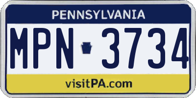PA license plate MPN3734