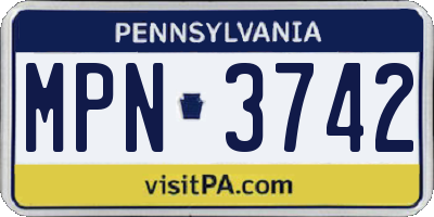 PA license plate MPN3742