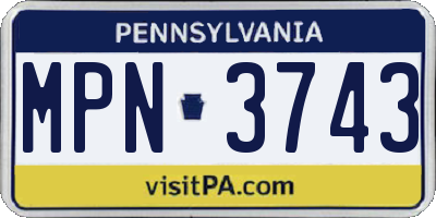 PA license plate MPN3743