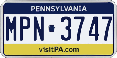 PA license plate MPN3747