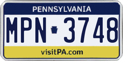 PA license plate MPN3748