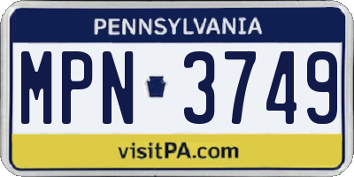 PA license plate MPN3749