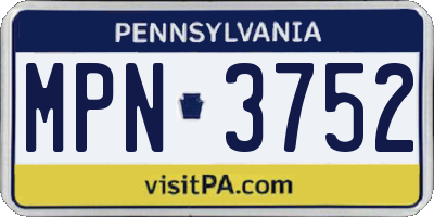 PA license plate MPN3752