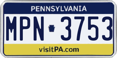 PA license plate MPN3753