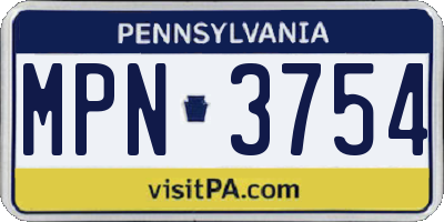 PA license plate MPN3754