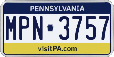 PA license plate MPN3757