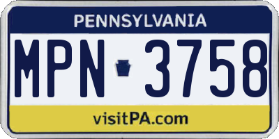 PA license plate MPN3758
