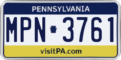 PA license plate MPN3761