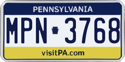 PA license plate MPN3768