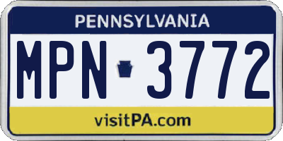 PA license plate MPN3772