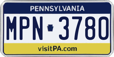 PA license plate MPN3780