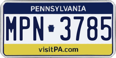 PA license plate MPN3785