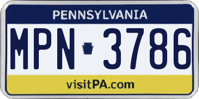 PA license plate MPN3786