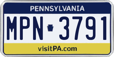 PA license plate MPN3791