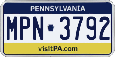 PA license plate MPN3792