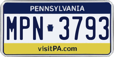 PA license plate MPN3793