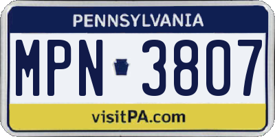 PA license plate MPN3807