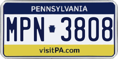 PA license plate MPN3808