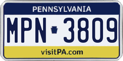 PA license plate MPN3809