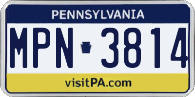 PA license plate MPN3814